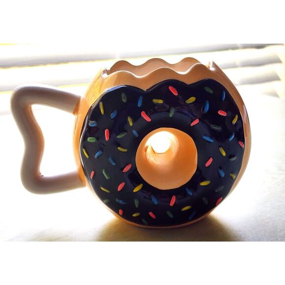 MUG-NOVELTY-Large Donut-Unique Shape-Chocolate-Sprinkles - Picture 6 of 13